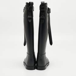 Pre Owned Burberry Black Rubber Rain Boots Size 36 