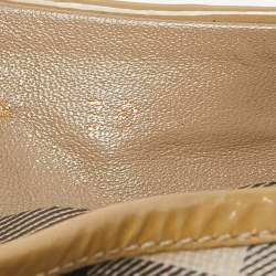 Burberry Beige Patent Leather and Nova Check Coated Canvas Scrunch Ballet Flats Size 39