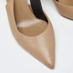 Burberry Beige Leather Pointed Toe Slingback Pumps Size 39