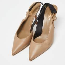 Burberry Beige Leather Pointed Toe Slingback Pumps Size 39