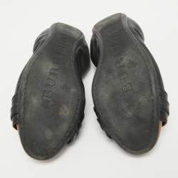 Burberry Black /Beige House Check Canvas and Leather Ballet Flats Size 35