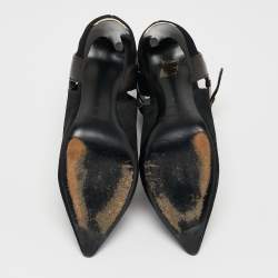 Pre Owned Burberry  Black Suede and Leather Ankle Boots Size 38