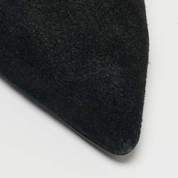 Pre Owned Burberry  Black Suede and Leather Ankle Boots Size 38