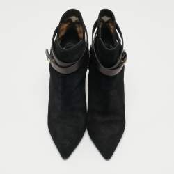 Pre Owned Burberry  Black Suede and Leather Ankle Boots Size 38
