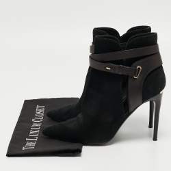 Pre Owned Burberry  Black Suede and Leather Ankle Boots Size 38