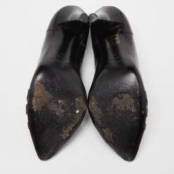 Pre Owned Burberry Black Leather Strappy Logo Pumps Size 38