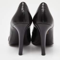 Pre Owned Burberry Black Leather Strappy Logo Pumps Size 38