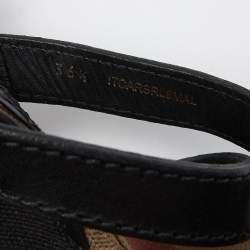 Burberry Multicolor Novacheck Canvas and Black Leather Warlow Platform Wedge Sandals Size 36.5