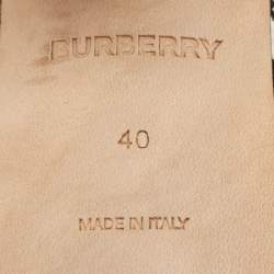 Burberry Beige/Black House Check Woven Canvas and Leather Cross Strap Sandals Size 40