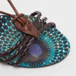 Pre Owned Burberry Brown Braided Leather Slingback Sandals Size 36