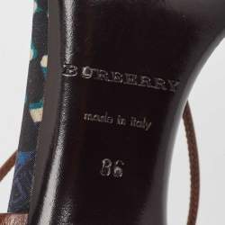 Pre Owned Burberry Brown Braided Leather Slingback Sandals Size 36