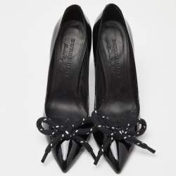 Pre Owned Burberry Black Patent Leather Finsbury Bow Pointed Toe Pumps Size 38.5