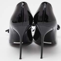 Pre Owned Burberry Black Patent Leather Finsbury Bow Pointed Toe Pumps Size 38.5