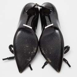Pre Owned Burberry Black Patent Leather Finsbury Bow Pointed Toe Pumps Size 38.5