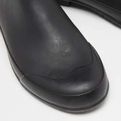 Burberry Black Rubber and House Check Canvas Rain Boots Size 39
