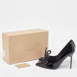 Burberry  Black Patent Vaughan Pointed Toe Pumps Size 40