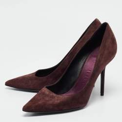 Pre Owned Burberry Burgundy Suede Mawdesley Pointed Toe Pumps Size 39