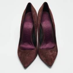 Pre Owned Burberry Burgundy Suede Mawdesley Pointed Toe Pumps Size 39