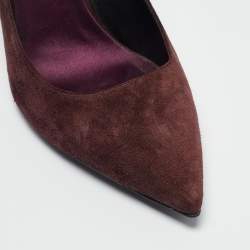 Pre Owned Burberry Burgundy Suede Mawdesley Pointed Toe Pumps Size 39