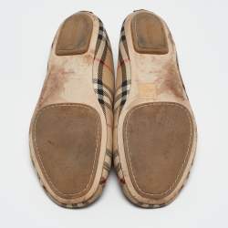 Pre Owned Burberry Black/Beige House Check Fabric Grace Ballerina Flats Size 39