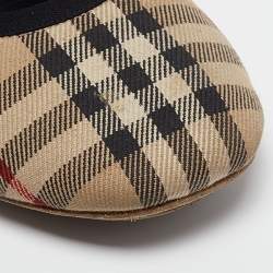 Pre Owned Burberry Black/Beige House Check Fabric Grace Ballerina Flats Size 39