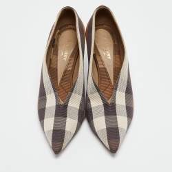 Pre Owned Burberry Beige House Check Fabric Bierfield Pumps Size 38