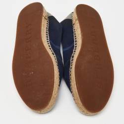 Burberry Blue Check Canvas Slip On Espadrille Flats Size 38