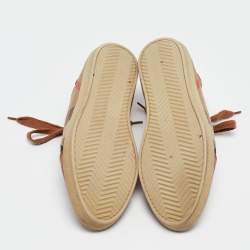 Burberry Brown Nova Check Leather and Canvas Sneakers Size 37