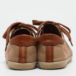 Burberry Brown Nova Check Leather and Canvas Sneakers Size 37