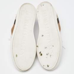 Burberry White/Beige Canvas and Leather Low Top Sneakers Size 38