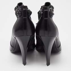 Pre Owned Burberry Black Leather Studded Accents Ankle Booties Size 41