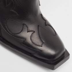 Burberry Black Leather Ankle Boots Size 39