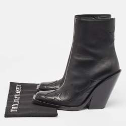 Burberry Black Leather Ankle Boots Size 39