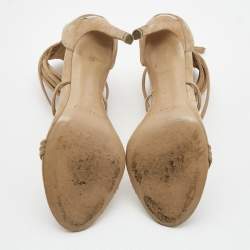 Burberry Beige Suede Strappy Open Toe Sandals Size 36