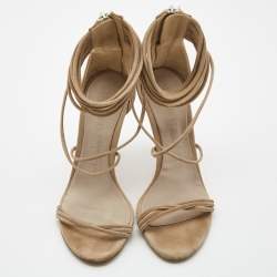 Burberry Beige Suede Strappy Open Toe Sandals Size 36
