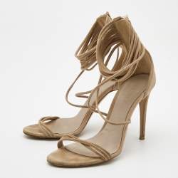 Burberry Beige Suede Strappy Open Toe Sandals Size 36
