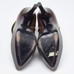 Burberry Brown Leather Platform Ankle Booties Size 36