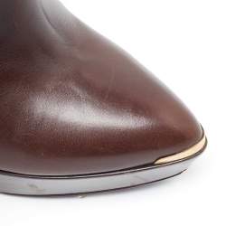 Burberry Brown Leather Platform Ankle Booties Size 36