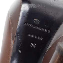 Burberry Brown Leather Platform Ankle Booties Size 36