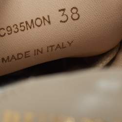 Pre Owned Burberry Brown House Check Canvas and Leather Low-Top Sneakers Size 38