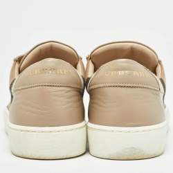 Pre Owned Burberry Brown House Check Canvas and Leather Low-Top Sneakers Size 38