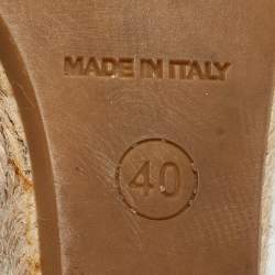 مملوكة مسبقًا Burberry Gold Leather and Canvas Espadrilles Sandals Size 40 