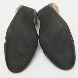 Burberry Blue/Beige Canvas and Leather Scrunch Ballet Flats Size 40