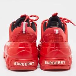 Burberry Red Nylon and Rubber Arthur Sneakers Size 38