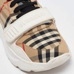 Burberry Beige/White House Check Fabric Regis Low Top Sneakers Size 39