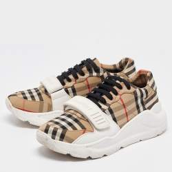 Burberry Beige/White House Check Fabric Regis Low Top Sneakers Size 39