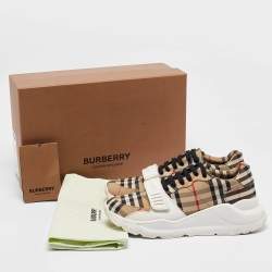 Burberry Beige/White House Check Fabric Regis Low Top Sneakers Size 39