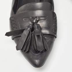 Burberry Black Leather Tassel Pointed Toe Ballet Flats Size 40