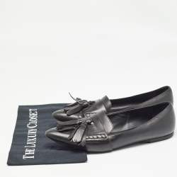 Burberry Black Leather Tassel Pointed Toe Ballet Flats Size 40