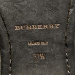 Pre Owned Burberry Burgundy Leather Studded Ampney Derby Size 37.5